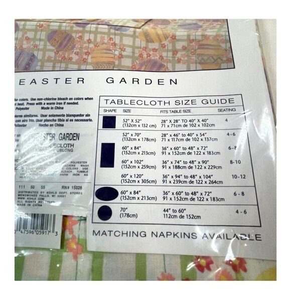 VTG Bardwil Linens 60” X 84” Oblong Easter Gardens Tablecloth Floral Egg Spring - Picture 5 of 5